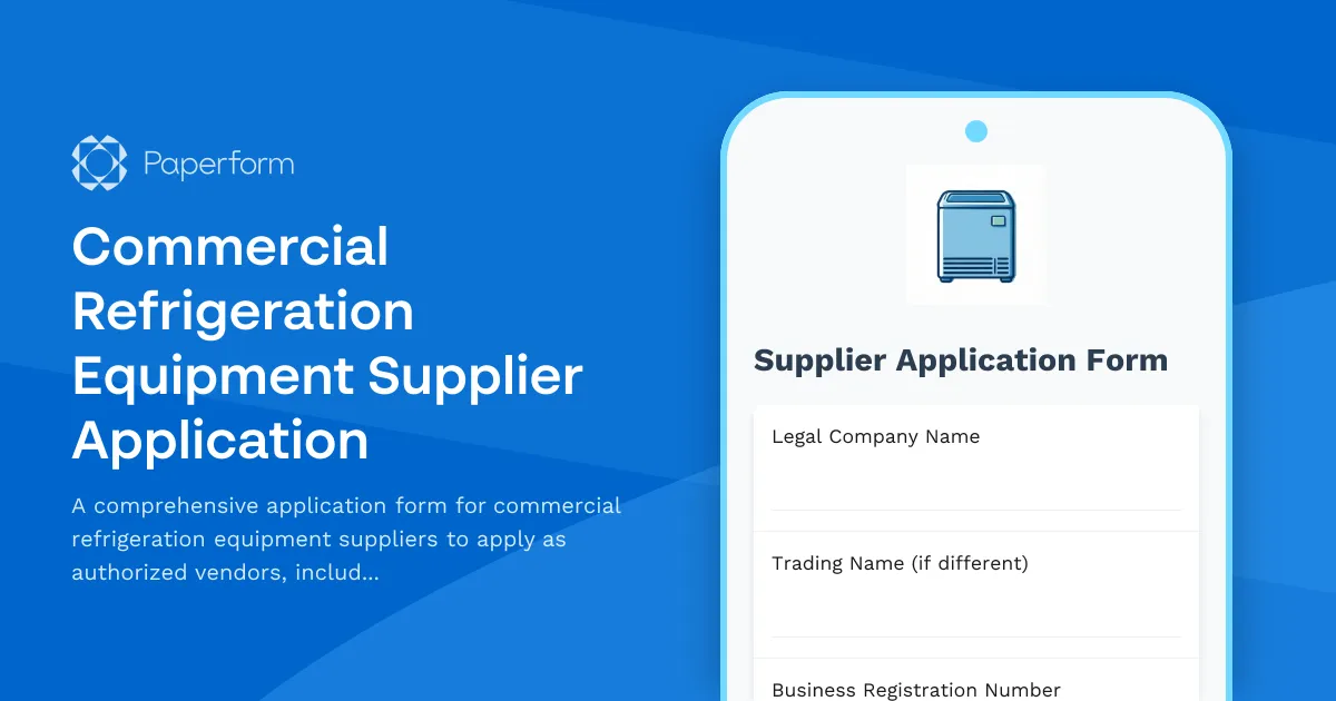 Commercial Refrigeration Equipment Supplier Application