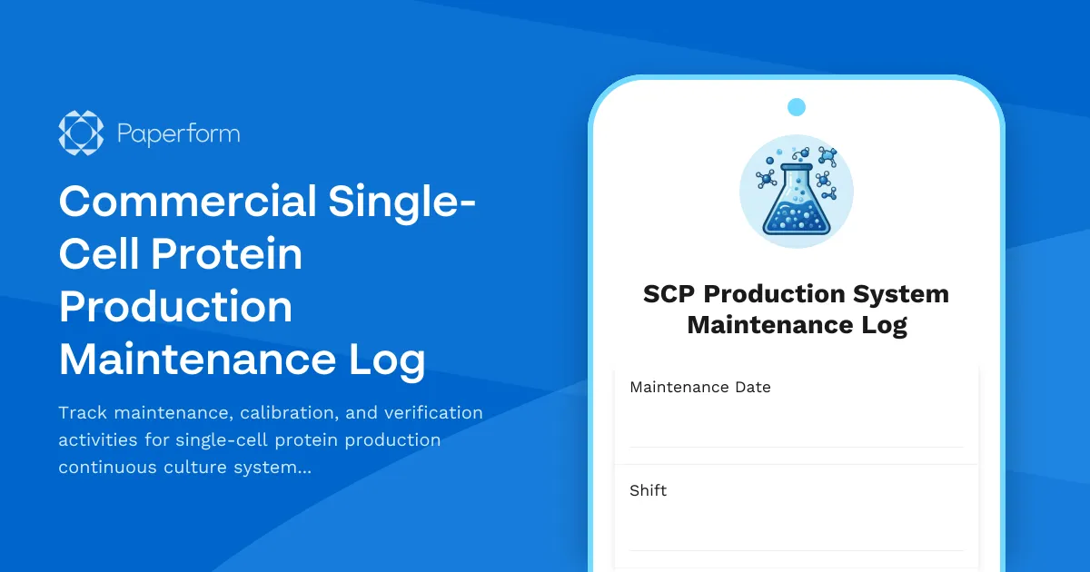 Commercial Single-Cell Protein Production Maintenance Log