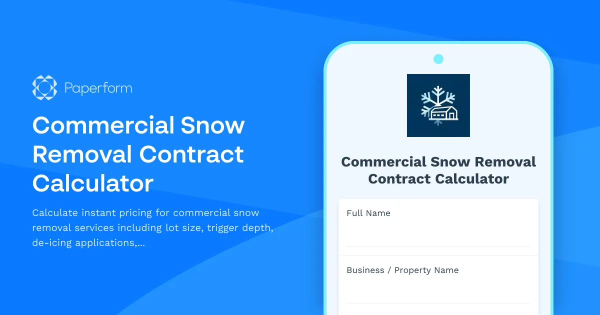 Commercial Snow Removal Contract Calculator