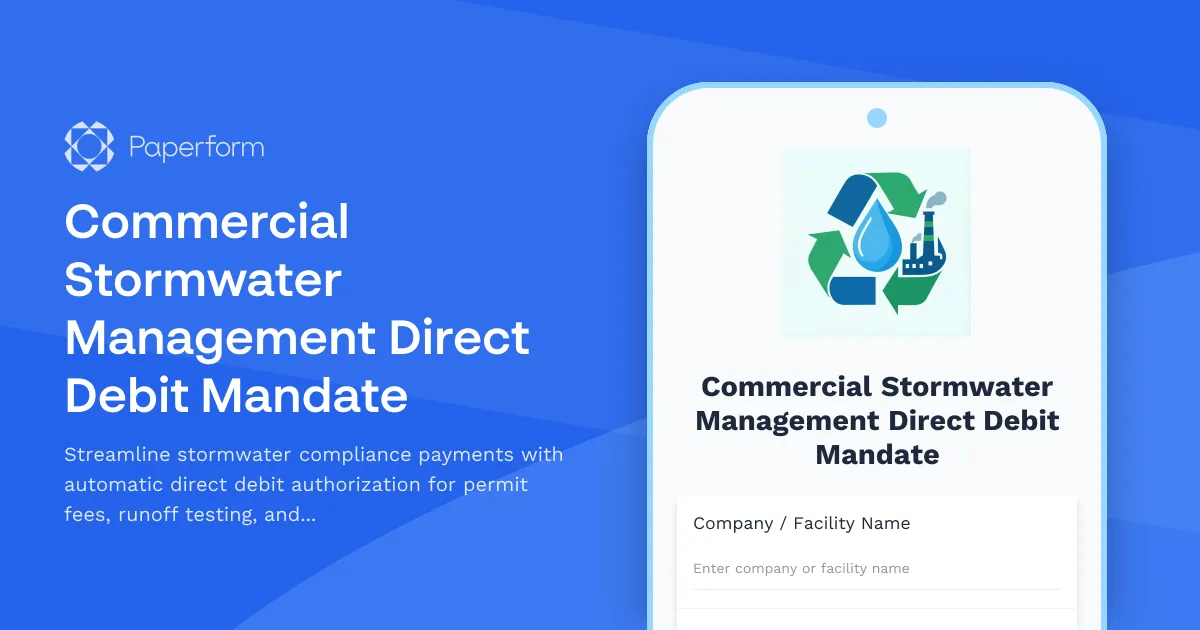 Commercial Stormwater Management Direct Debit Mandate