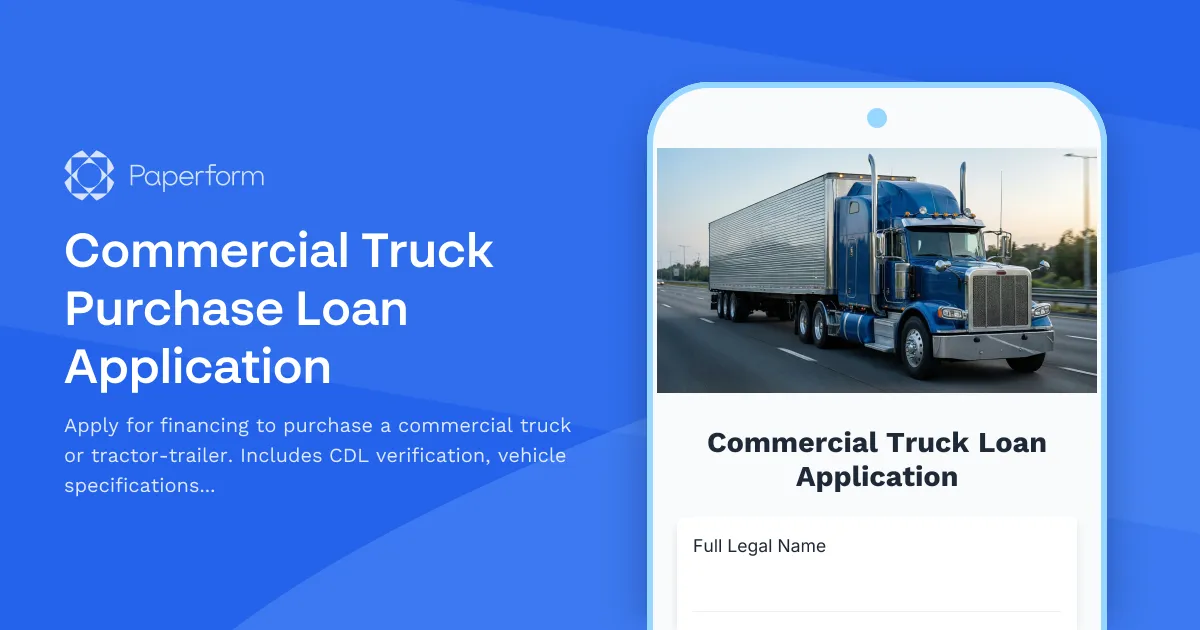 Commercial Truck Purchase Loan Application