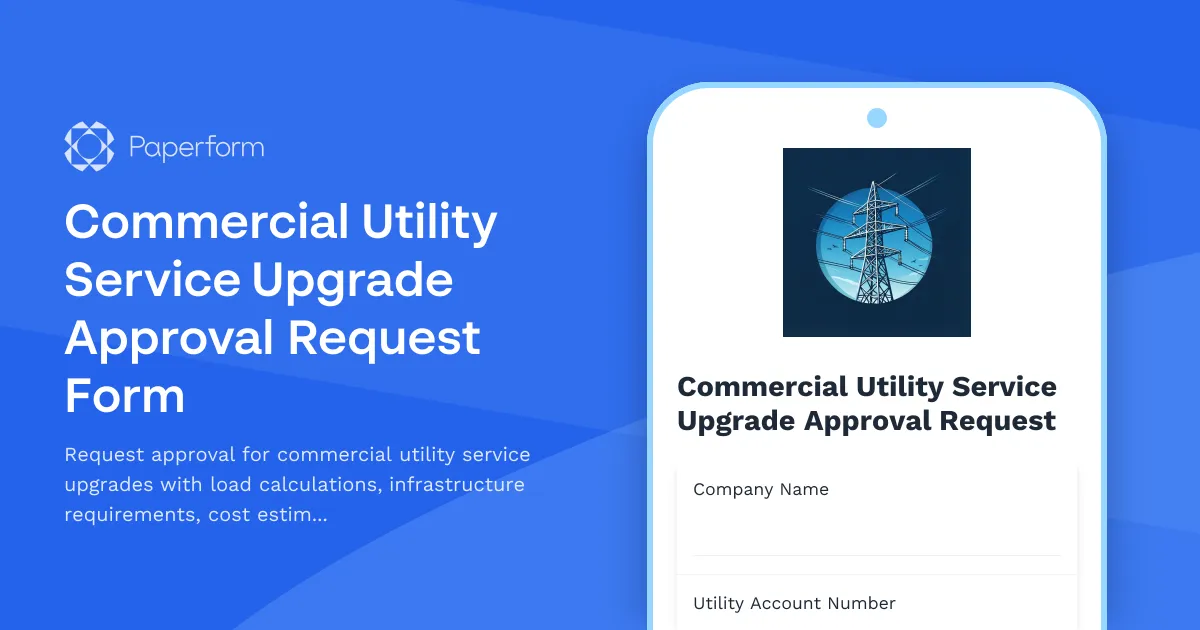Commercial Utility Service Upgrade Approval Request Form