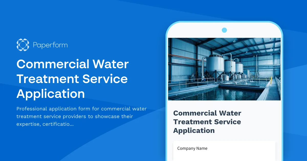 Commercial Water Treatment Service Application