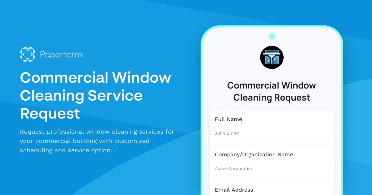 Commercial Window Cleaning Service Request
