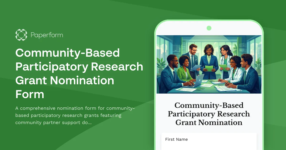 Community-Based Participatory Research Grant Nomination Form
