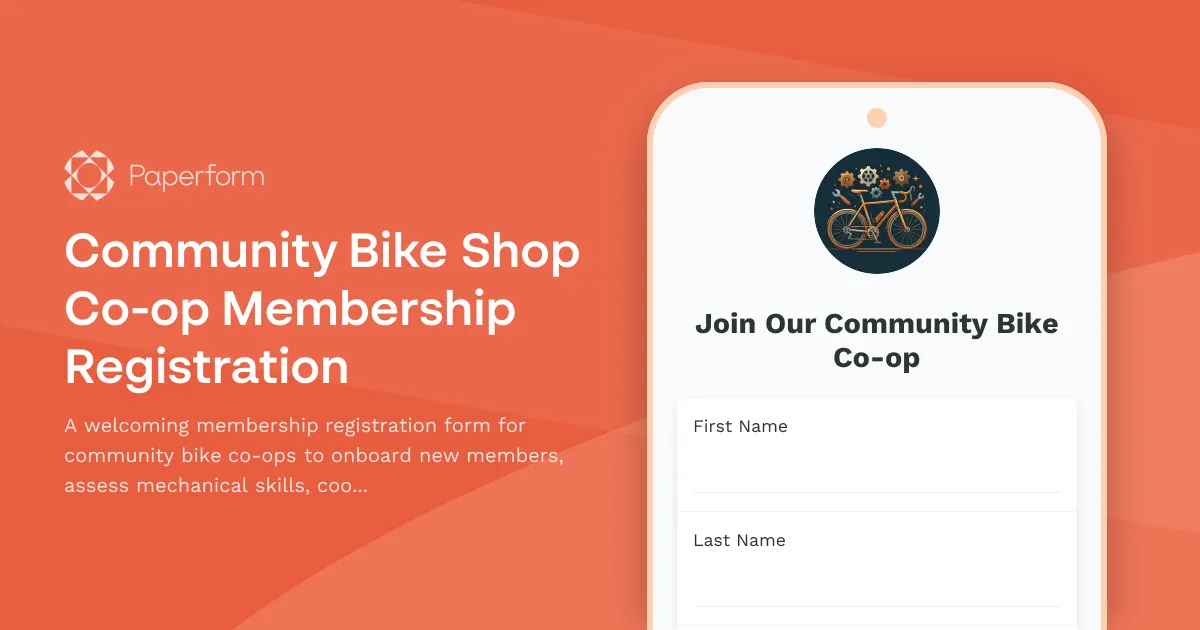 Community Bike Shop Co-op Membership Registration