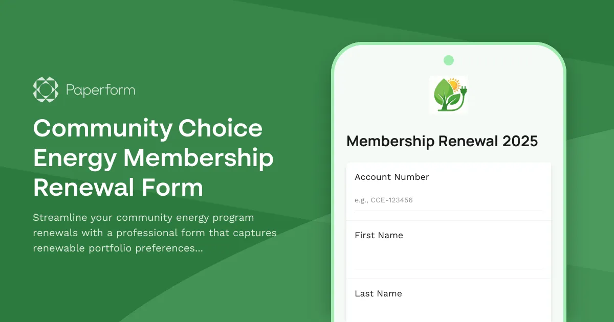 Community Choice Energy Membership Renewal Form