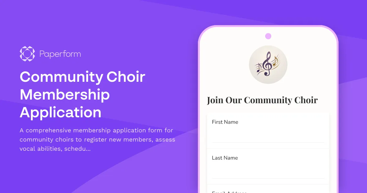 Community Choir Membership Application
