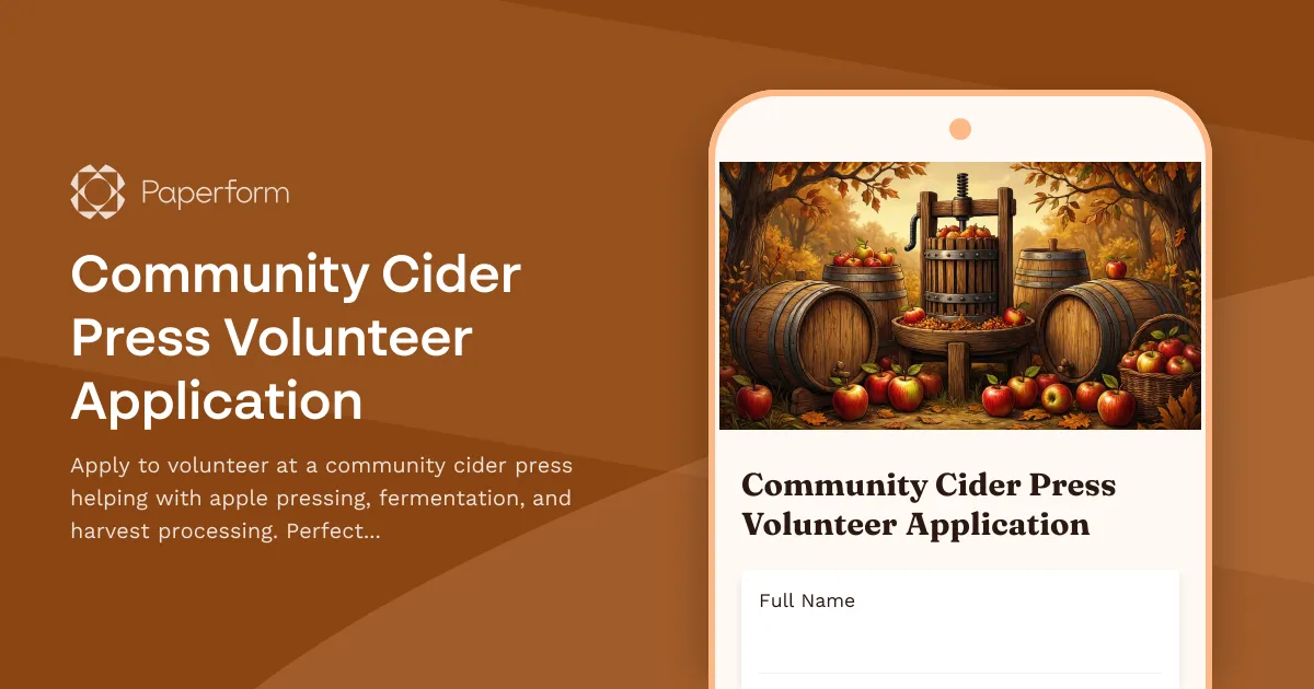 Community Cider Press Volunteer Application