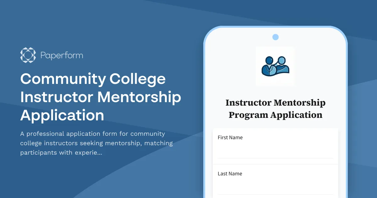 Community College Instructor Mentorship Application