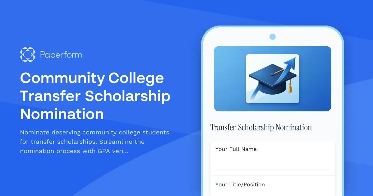 Community College Transfer Scholarship Nomination