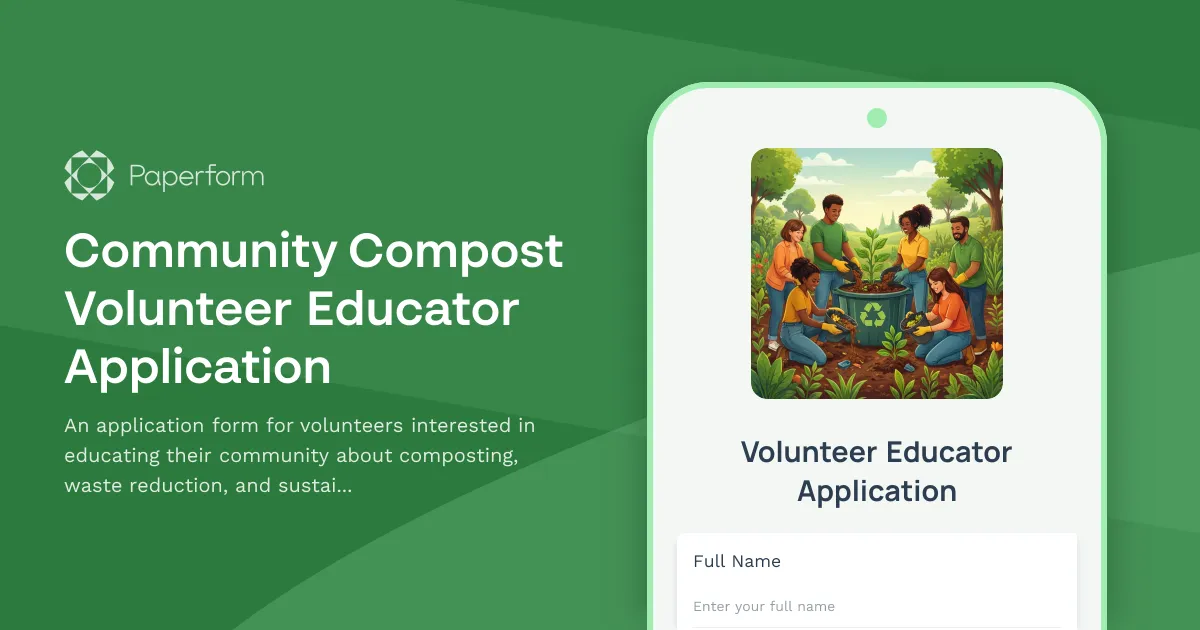 Community Compost Volunteer Educator Application