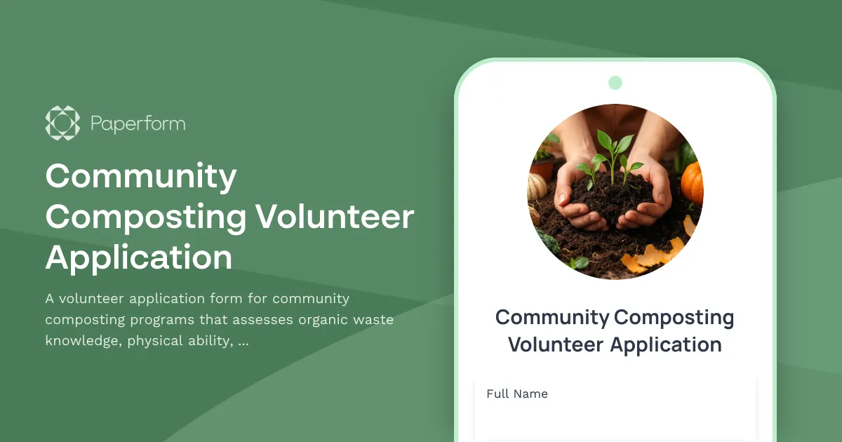Community Composting Volunteer Application