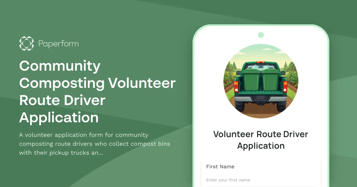 Community Composting Volunteer Route Driver Application