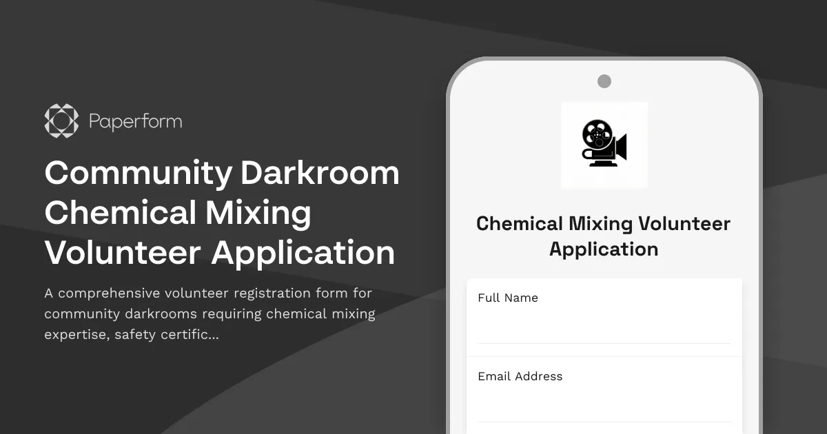 Community Darkroom Chemical Mixing Volunteer Application