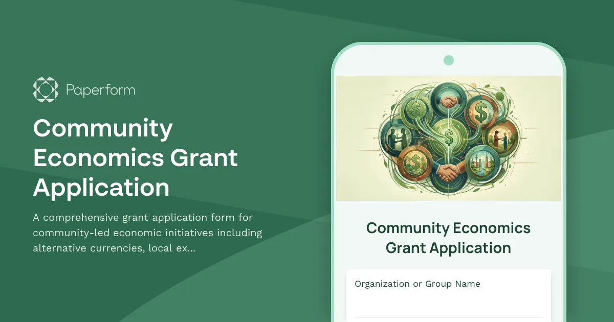 Community Economics Grant Application