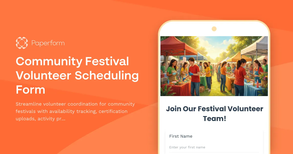 Community Festival Volunteer Scheduling Form