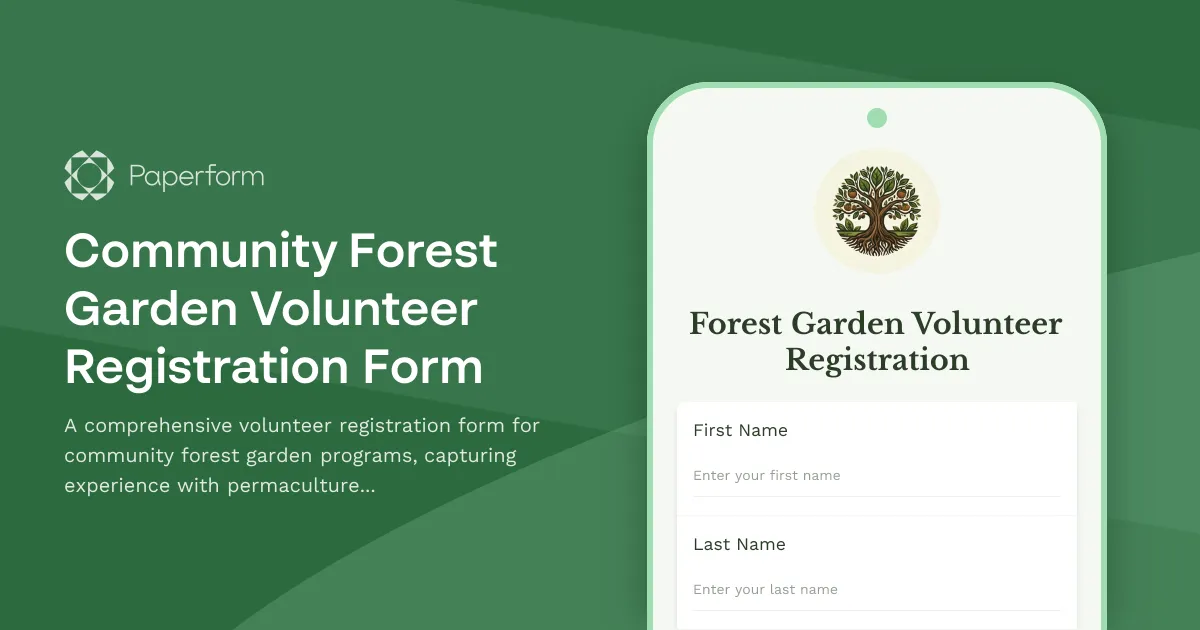 Community Forest Garden Volunteer Registration Form