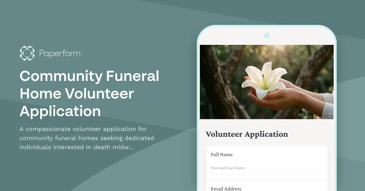 Community Funeral Home Volunteer Application