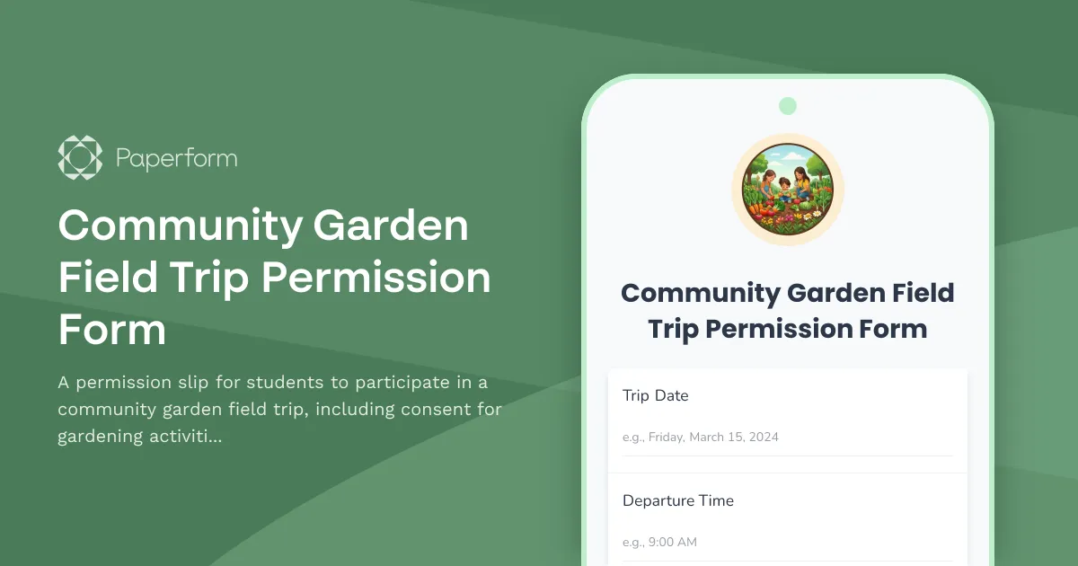 Community Garden Field Trip Permission Form