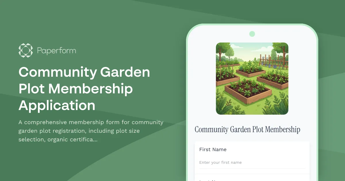 Community Garden Plot Membership Application