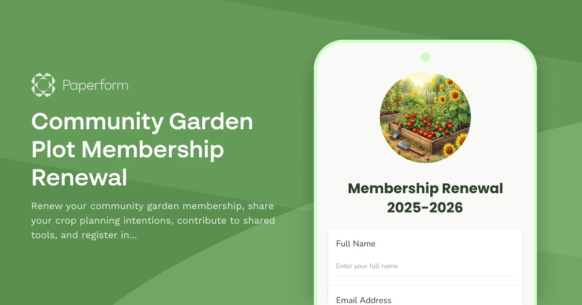 Community Garden Plot Membership Renewal