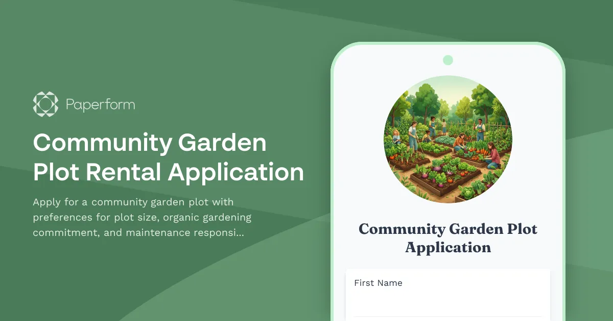 Community Garden Plot Rental Application