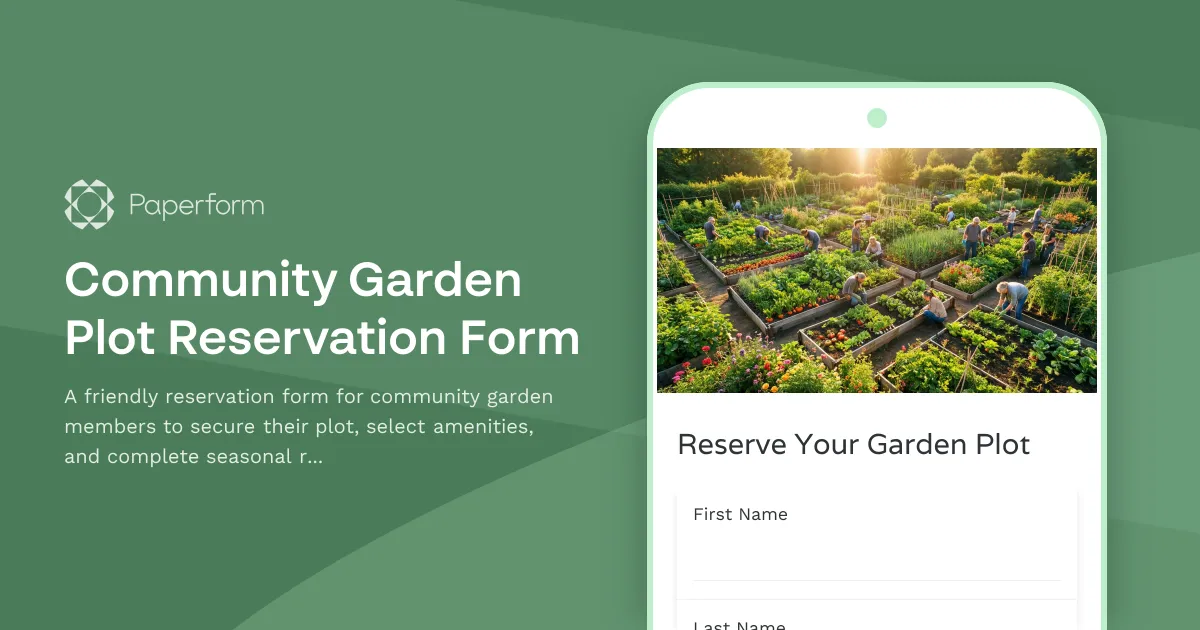 Community Garden Plot Reservation Form