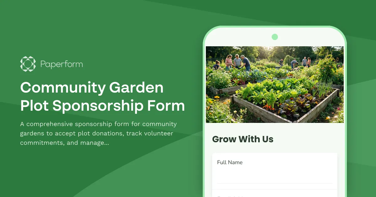 Community Garden Plot Sponsorship Form
