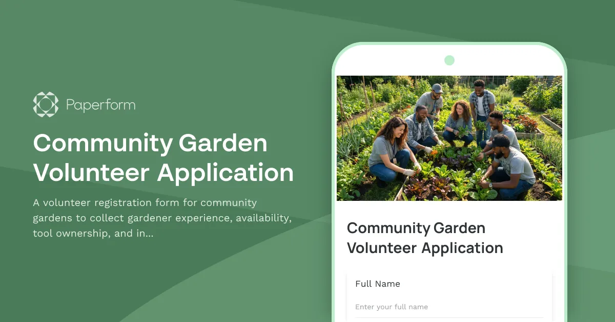 Community Garden Volunteer Application