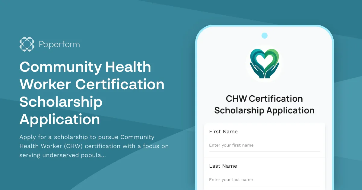 Community Health Worker Certification Scholarship Application