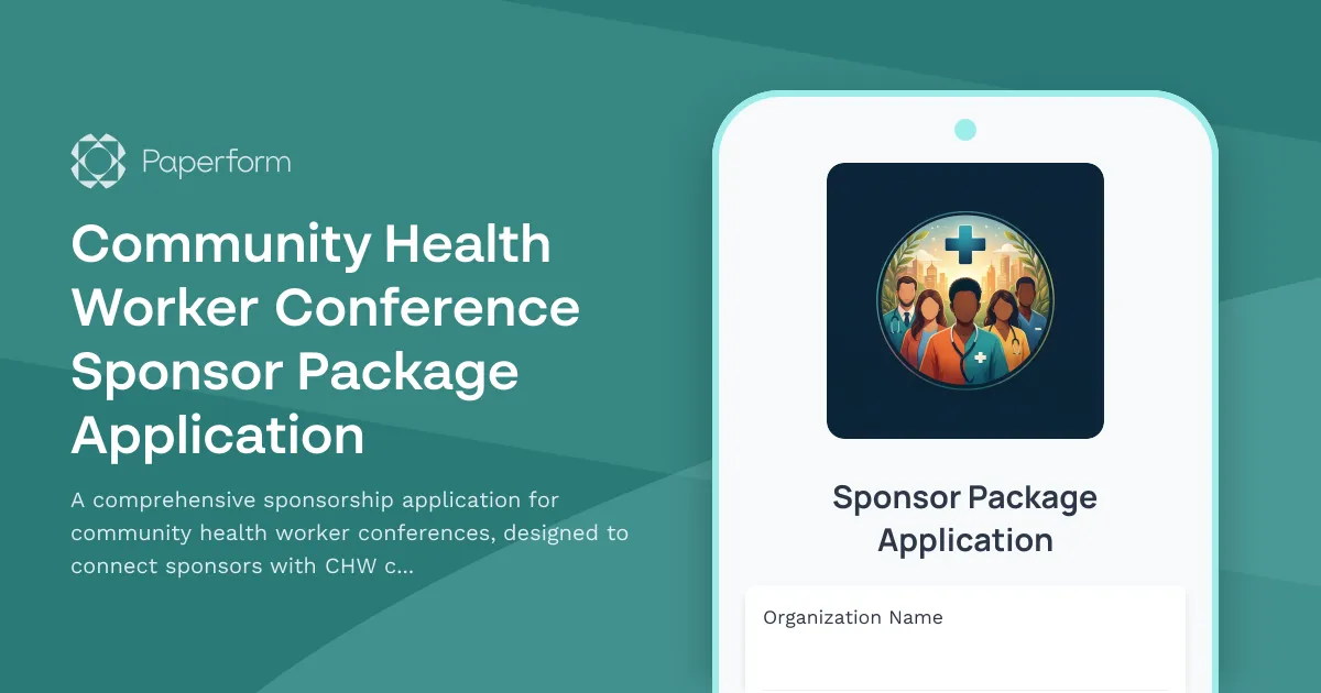 Community Health Worker Conference Sponsor Package Application