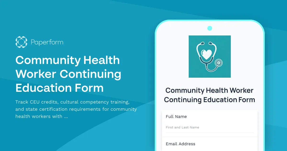 Community Health Worker Continuing Education Form