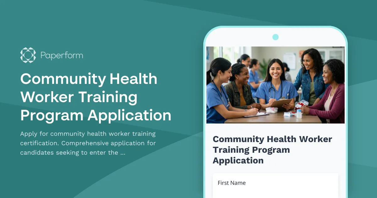 Community Health Worker Training Program Application