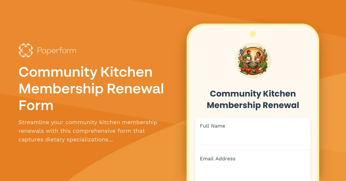 Community Kitchen Membership Renewal Form