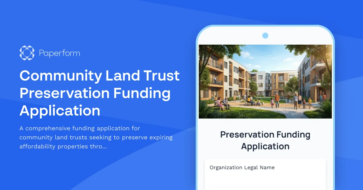 Community Land Trust Preservation Funding Application