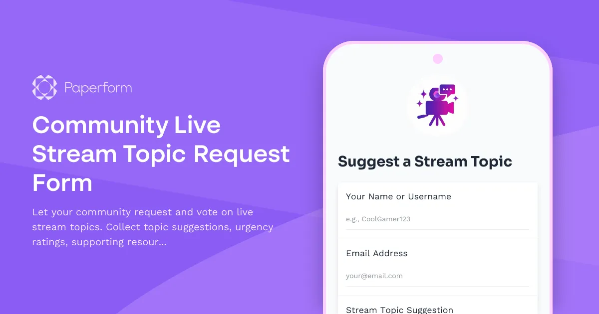 Community Live Stream Topic Request Form