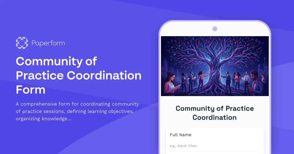 Community of Practice Coordination Form