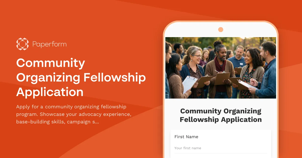 Community Organizing Fellowship Application
