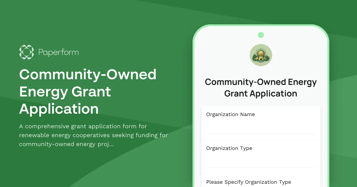 Community-Owned Energy Grant Application