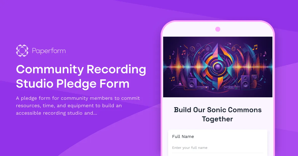 Community Recording Studio Pledge Form