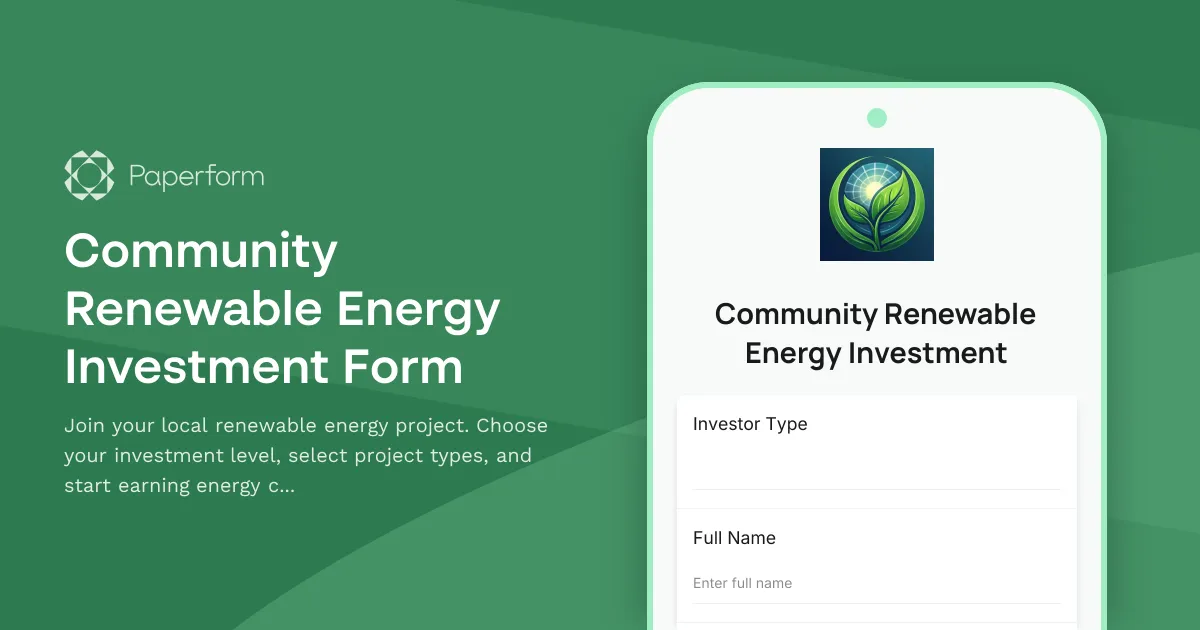 Community Renewable Energy Investment Form