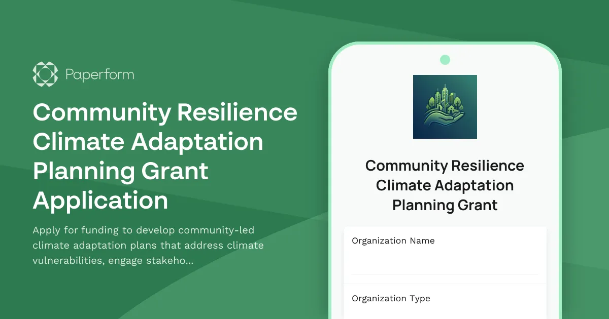 Community Resilience Climate Adaptation Planning Grant Application