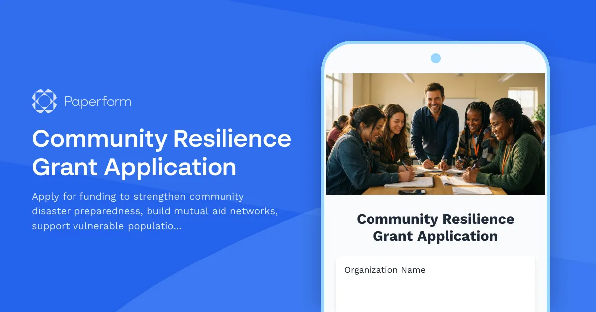 Community Resilience Grant Application