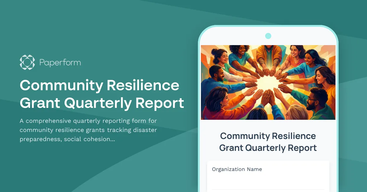 Community Resilience Grant Quarterly Report