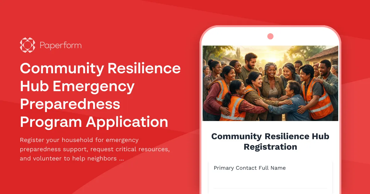 Community Resilience Hub Emergency Preparedness Program Application