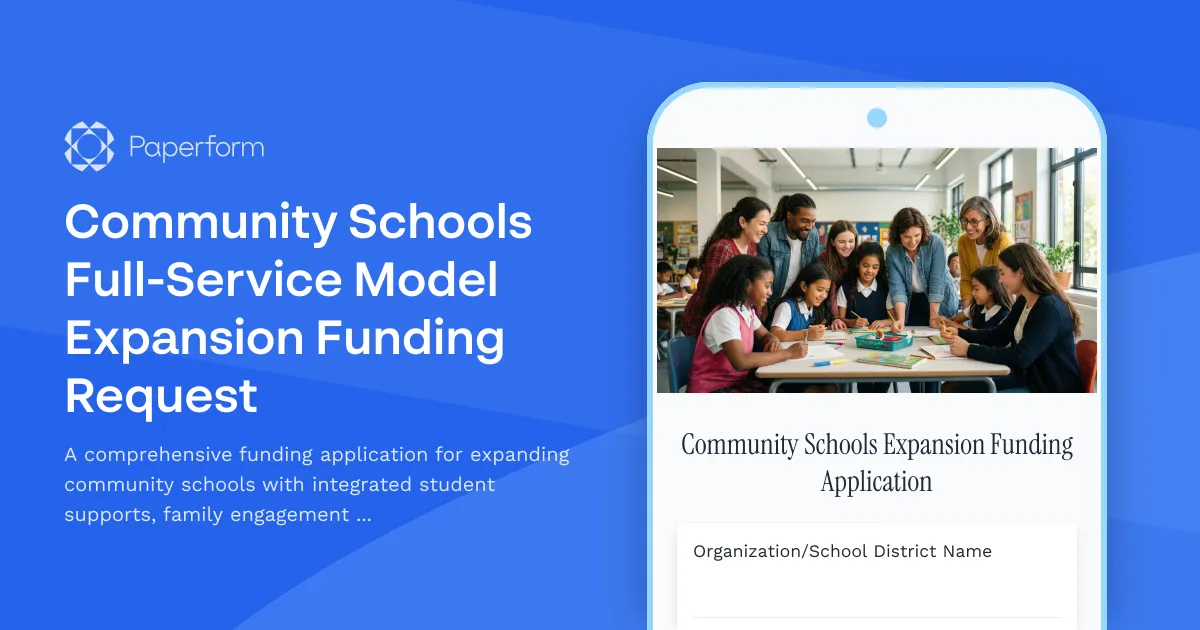 Community Schools Full-Service Model Expansion Funding Request