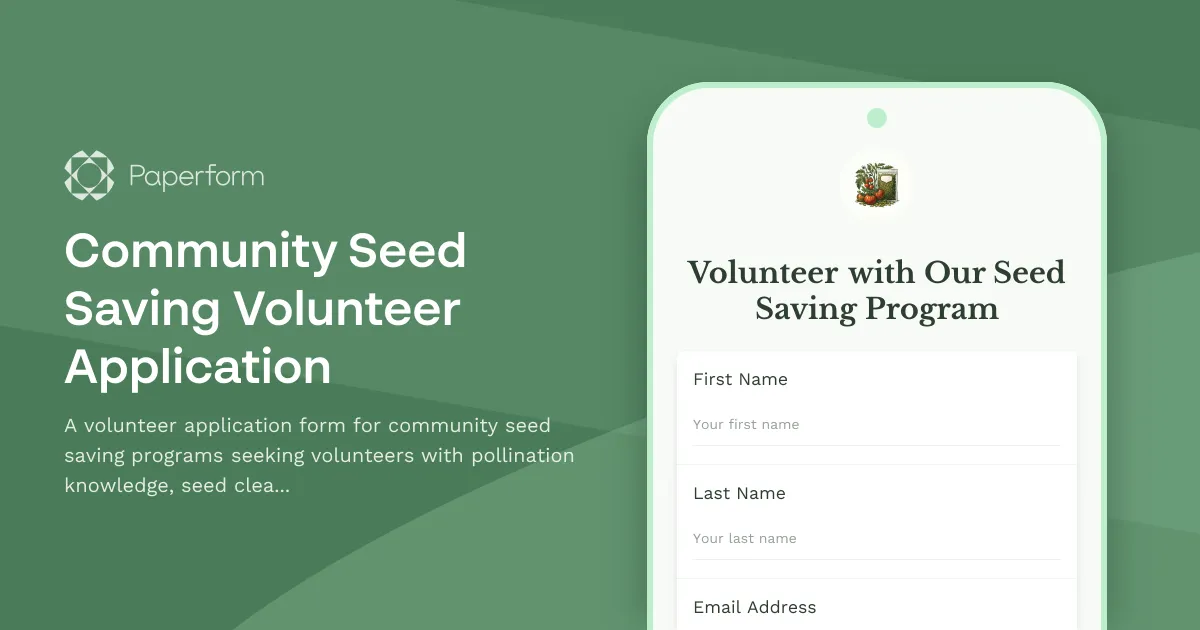 Community Seed Saving Volunteer Application