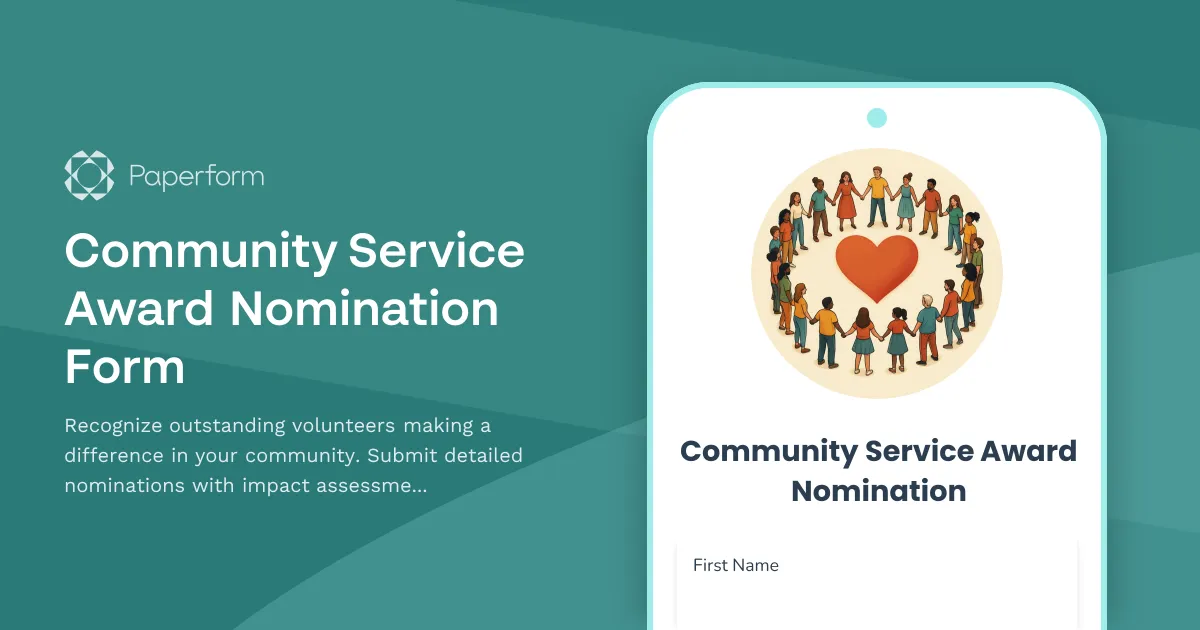Community Service Award Nomination Form