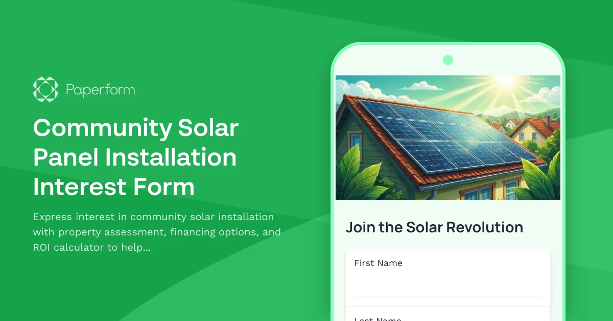 Community Solar Panel Installation Interest Form